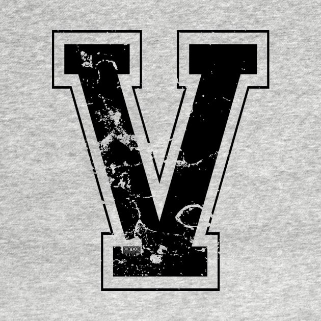 Initial Letter V Black Jersey Sports Athletic Player by porcodiseno